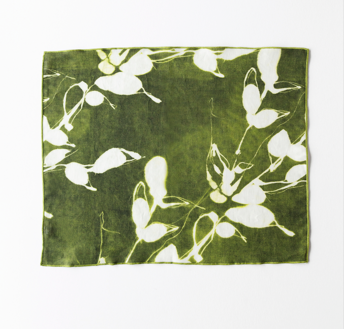 Porto Print Olive Linen Placemat | 15x18 | Goldie Home