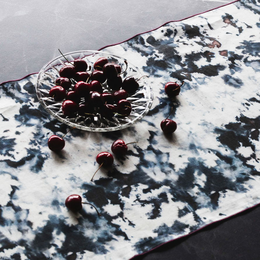 Grey Marble Linen Table Runner | 16x90 | Goldie Home