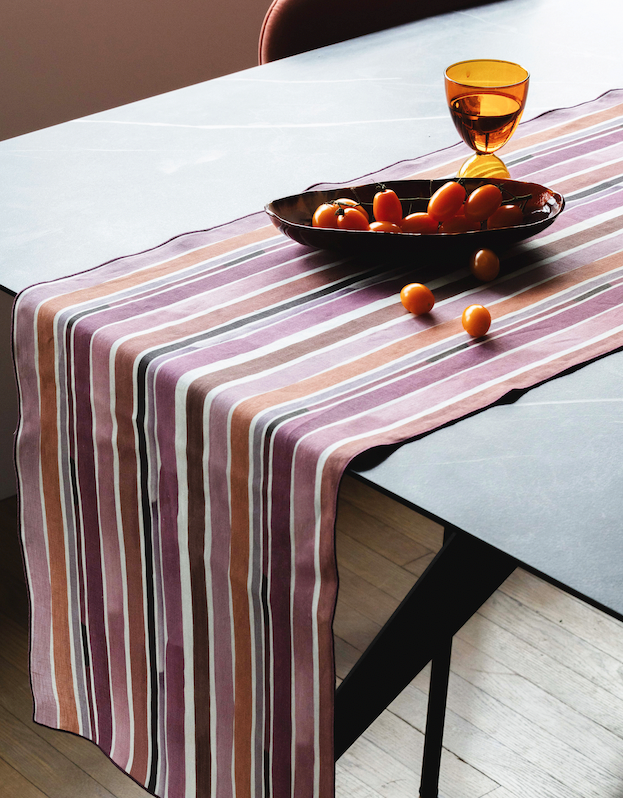 Lisbon Stripe Linen Table Runner | Hand-Painted | Goldie Home