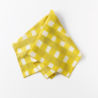 Yellow Cross-Hatch Linen Dinner Napkin | Artisan | Goldie Home
