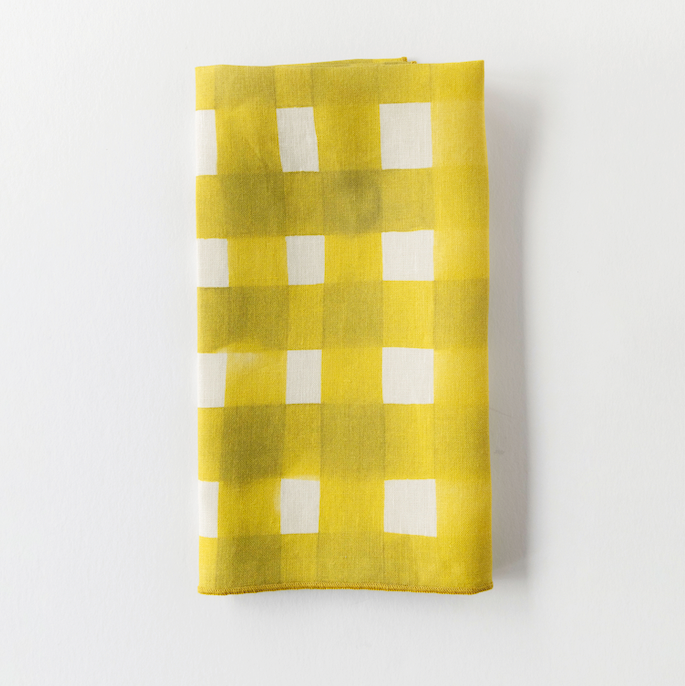Yellow Cross-Hatch Linen Dinner Napkin | Artisan | Goldie Home