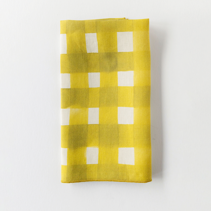 Yellow Cross-Hatch Linen Dinner Napkin | Artisan | Goldie Home