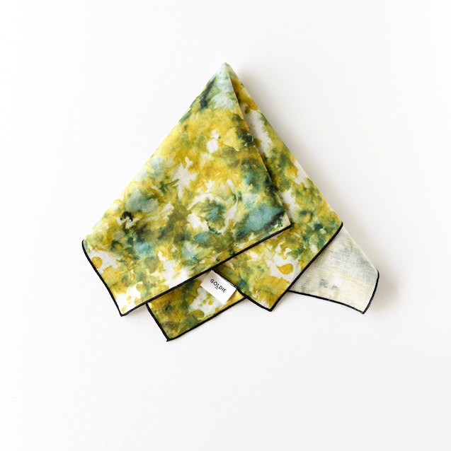 Green Marble Linen Dinner Napkin | Hand-Painted | Goldie Home