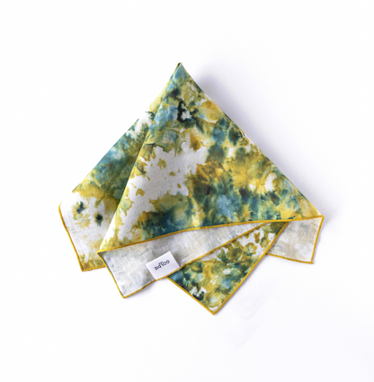 Green Marble Linen Dinner Napkin | Hand-Painted | Goldie Home