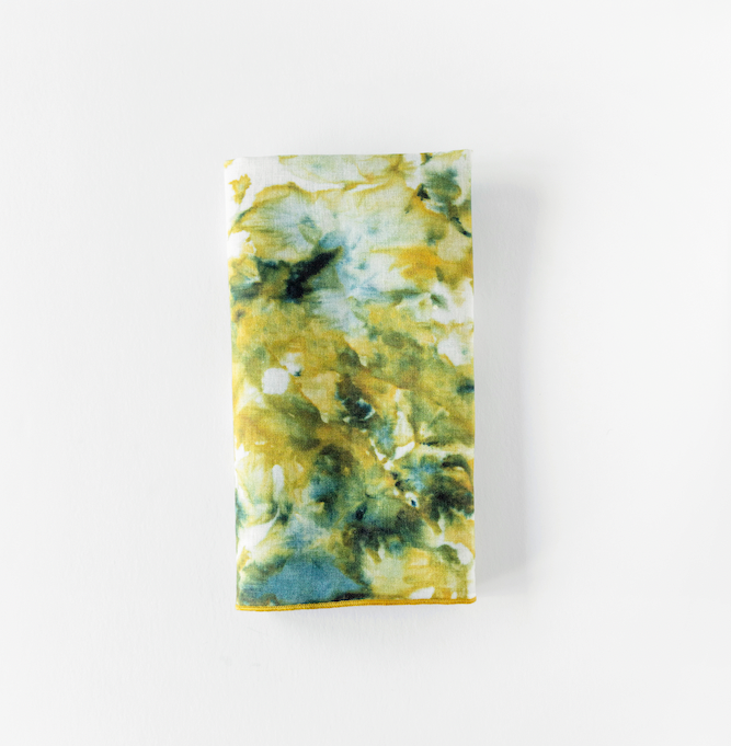 Green Marble Linen Dinner Napkin | Hand-Painted | Goldie Home