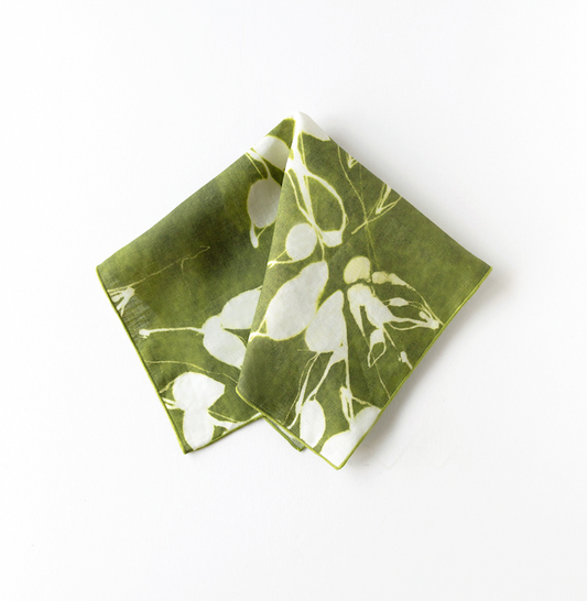Porto Print Olive Linen Dinner Napkin | Artisan | Goldie Home