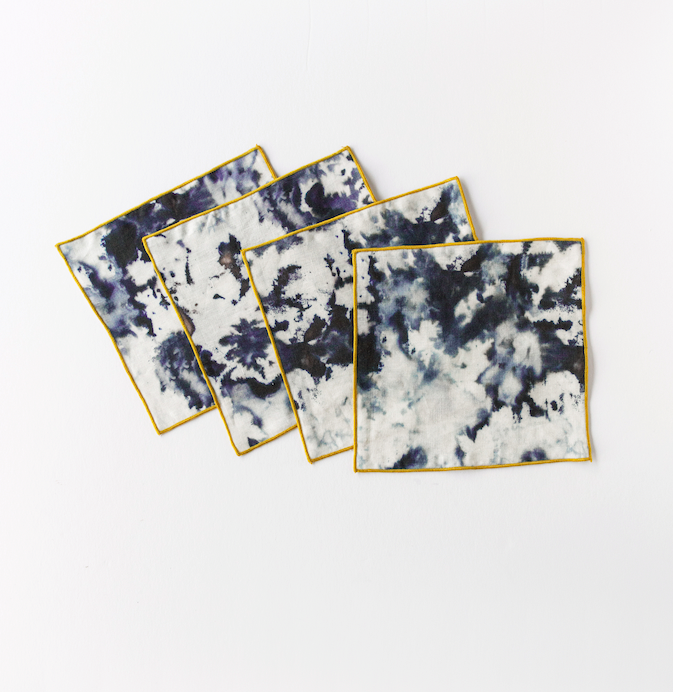 Grey Marble Linen Cocktail Napkins | Set of 4 | Goldie Home