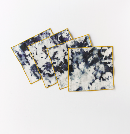 Grey Marble Linen Cocktail Napkins | Set of 4 | Goldie Home