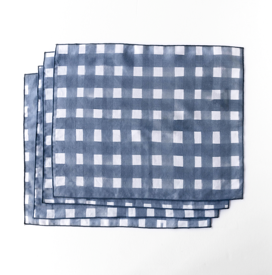 Blue Cross-Hatch Linen Placemat | 15x18 | Goldie Home