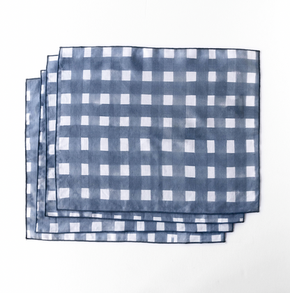 Blue Cross-Hatch Linen Placemat | 15x18 | Goldie Home