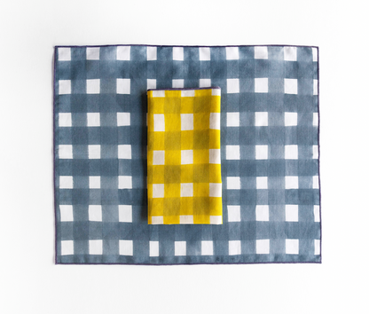 Blue Cross-Hatch Linen Placemat | 15x18 | Goldie Home