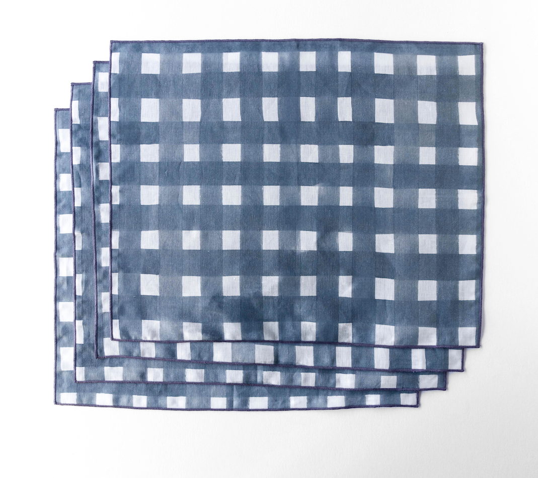Blue Cross-Hatch Linen Placemat | 15x18 | Goldie Home