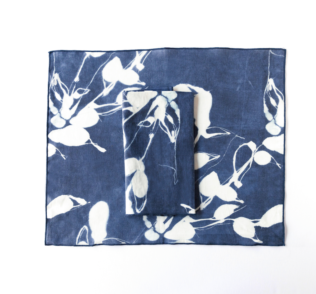 Porto Print Indigo Linen Placemat | 15x18 | Goldie Home