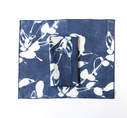 Porto Print Indigo Linen Placemat | 15x18 | Goldie Home