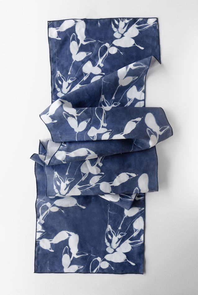 Porto Print Indigo Linen Table Runner | 16x90 | Goldie Home