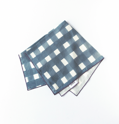 Blue Cross-Hatch Linen Dinner Napkin | Artisan | Goldie Home