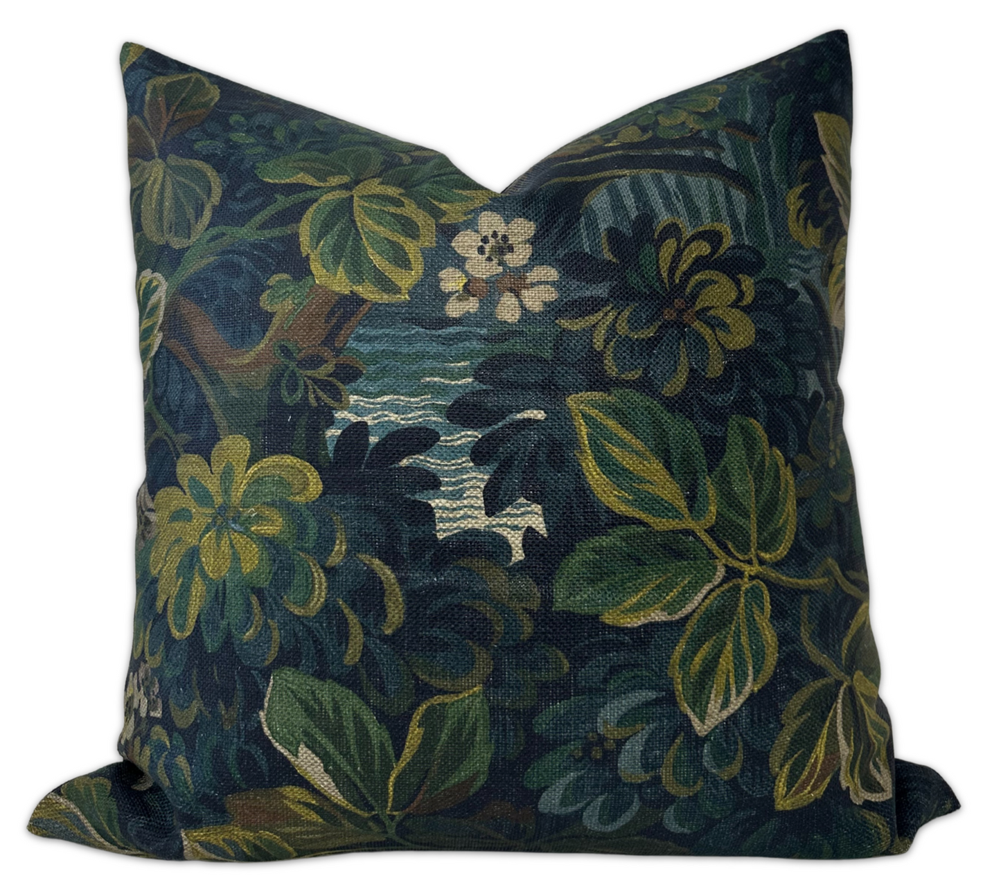 Night Garden Pillow Cover in Midnight Blue, Thibaut Pillows