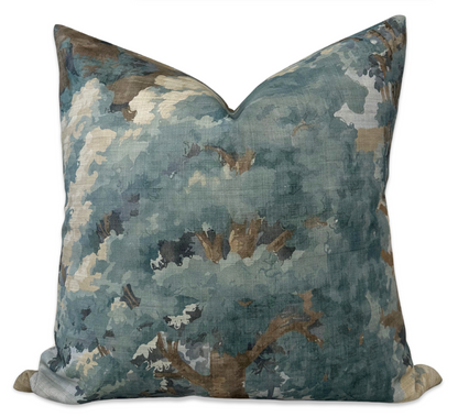 Woodland Clearing Pillow Cover in Spa Blue, Thibaut Pillows