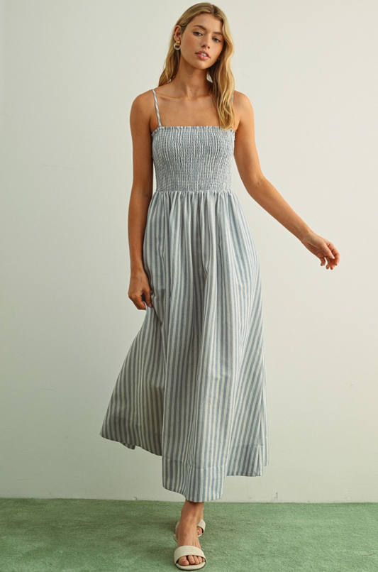 Striped Smocked Maxi Dress