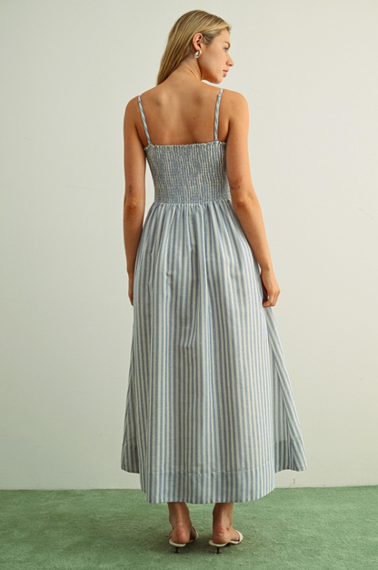 Striped Smocked Maxi Dress