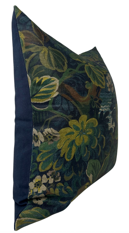 Night Garden Pillow Cover in Midnight Blue, Thibaut Pillows
