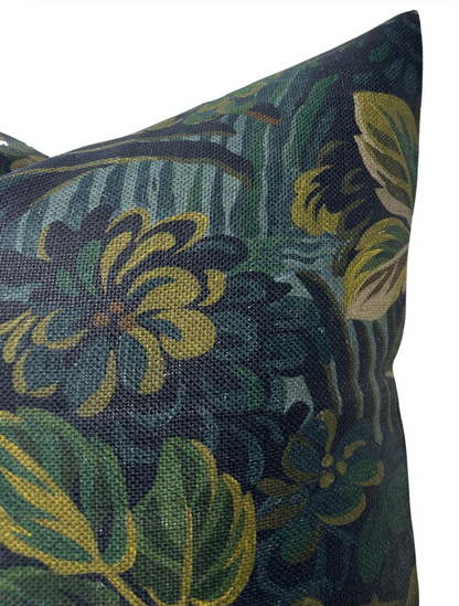 Night Garden Pillow Cover in Midnight Blue, Thibaut Pillows