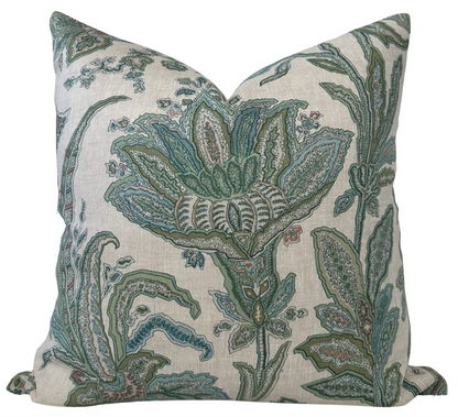 Breckenridge Floral Pillow Cover in Sage, Thibaut Pillows