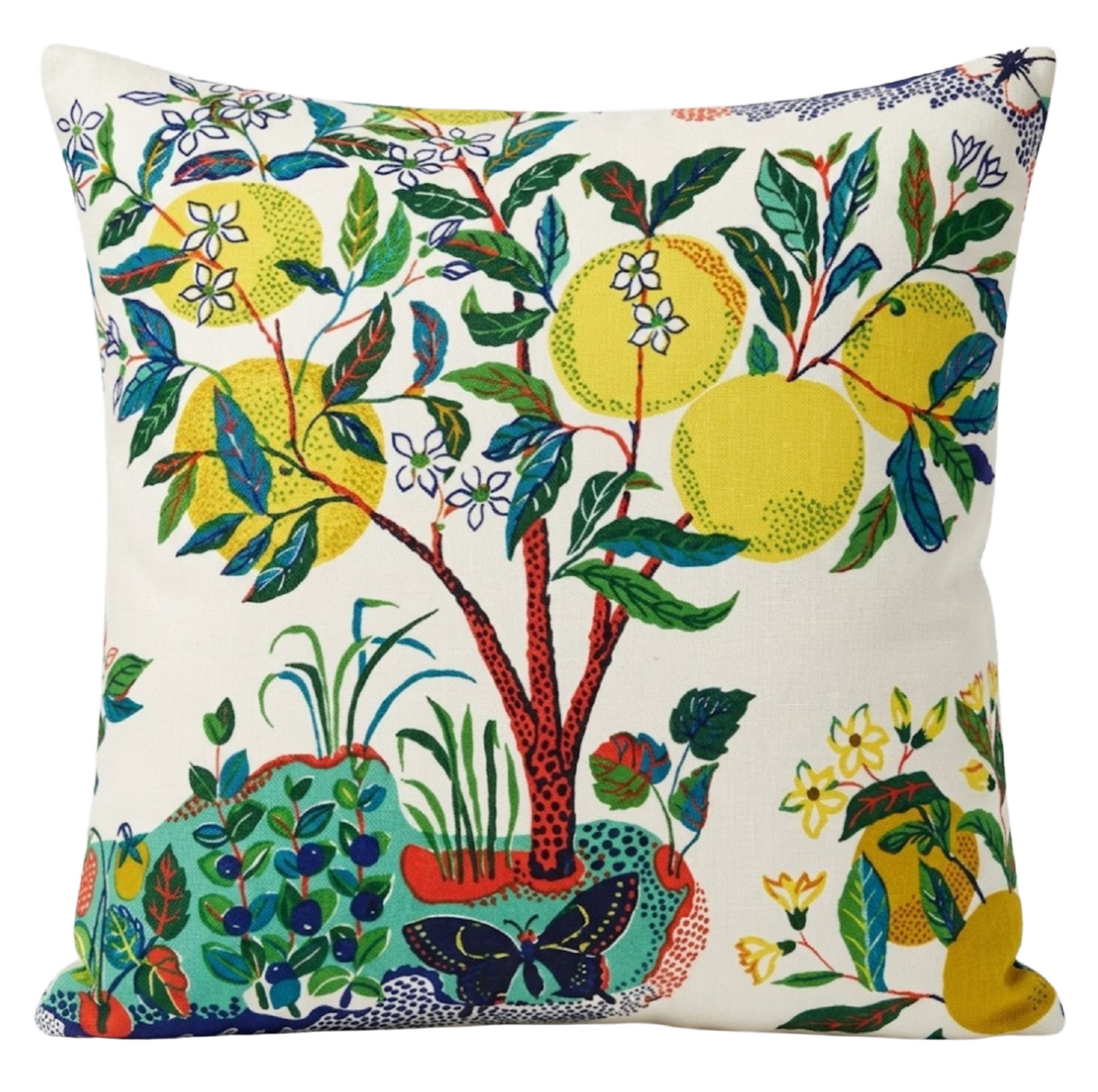 Citrus Garden Linen Pillow Cover, Schumacher Textiles