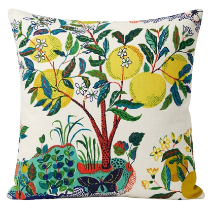 Citrus Garden Linen Pillow Cover, Schumacher Textiles
