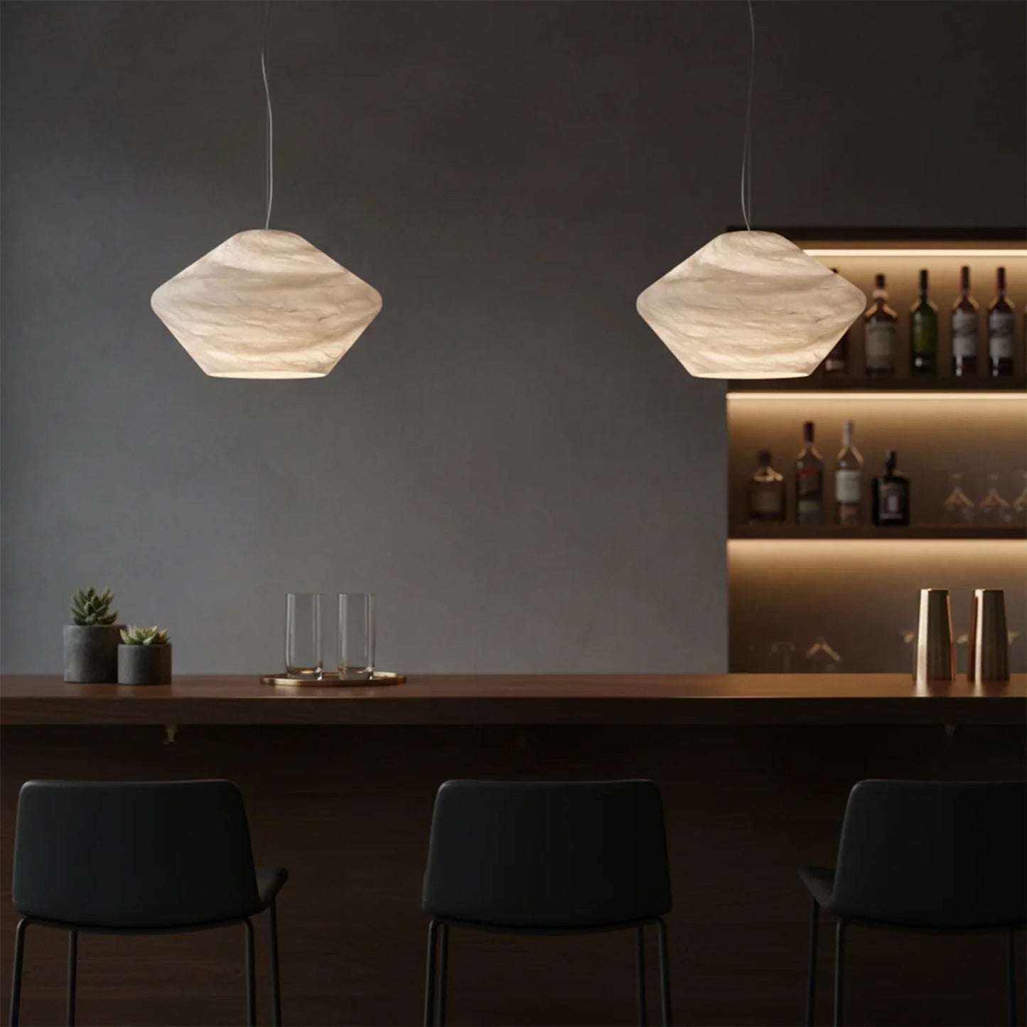 Sculptural Alabaster Gemstone Pendant Light