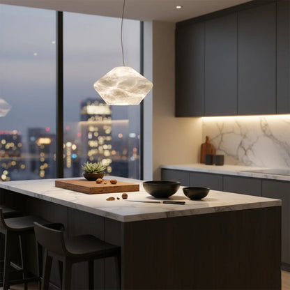 Sculptural Alabaster Gemstone Pendant Light