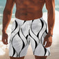 Men's Hawaiian swimming trunks 3D simple line printing shorts quick-drying outdoor leisure sports shorts fashionable men's short