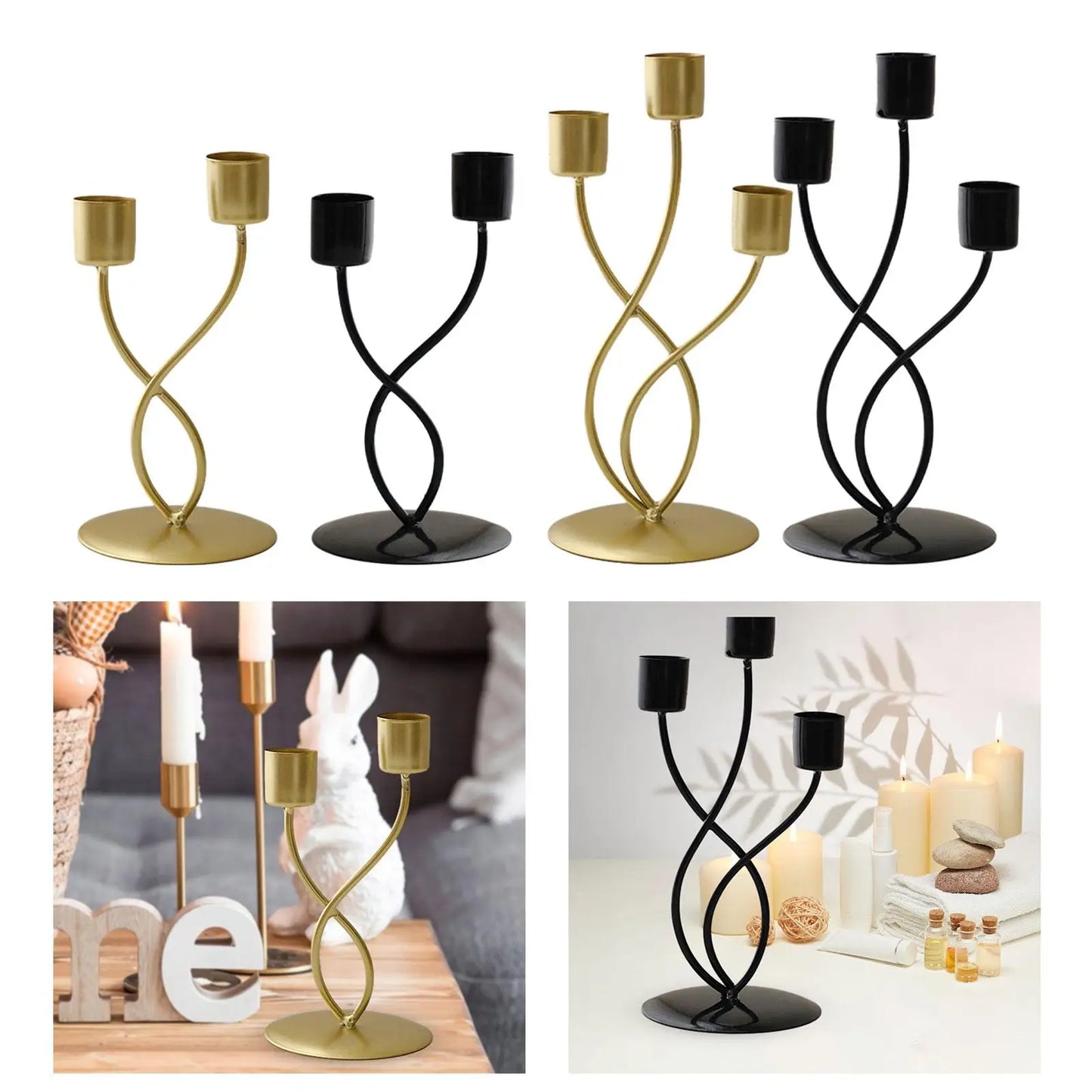 Metal Candle Holder Elegant Stable Base Table Centerpiece Candle Stick Holder for Mantel Fireplace Dining Desktop Home Decor