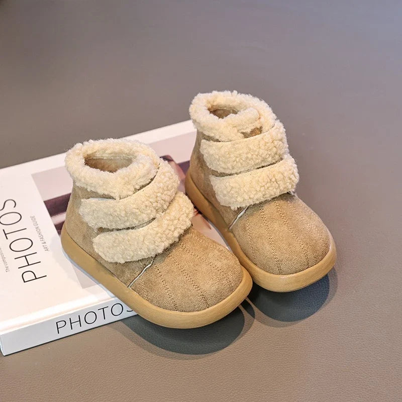 Children's Winter Boots for Girls New Warm Kids Fashion Plush Boots Ankle Versatile Outdoor Causal Toddlers Cotton Boots Soft
