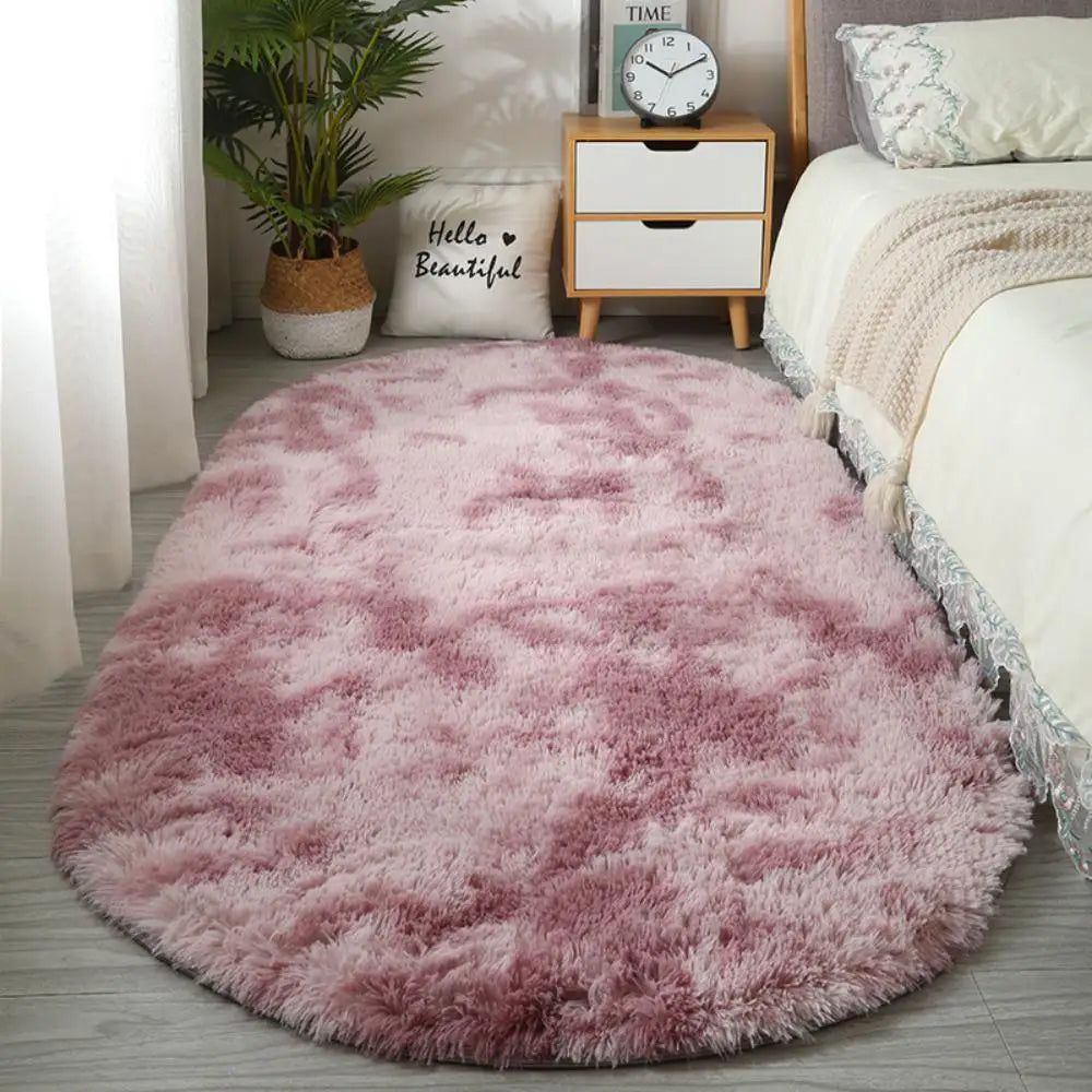 VIKAMA Soft Bedside Carpet Oval Carpet Girl Rug For Bedroom  Carpet For Live Room Winter Warm Floor Mat Doormat Home Decoration