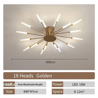 Living Room Light LED Ceiling Lamp Modern Indoor Lighting Acrylic Nordic Creative Fan-shaped Bedroom Fixture Home Decor Kid Room