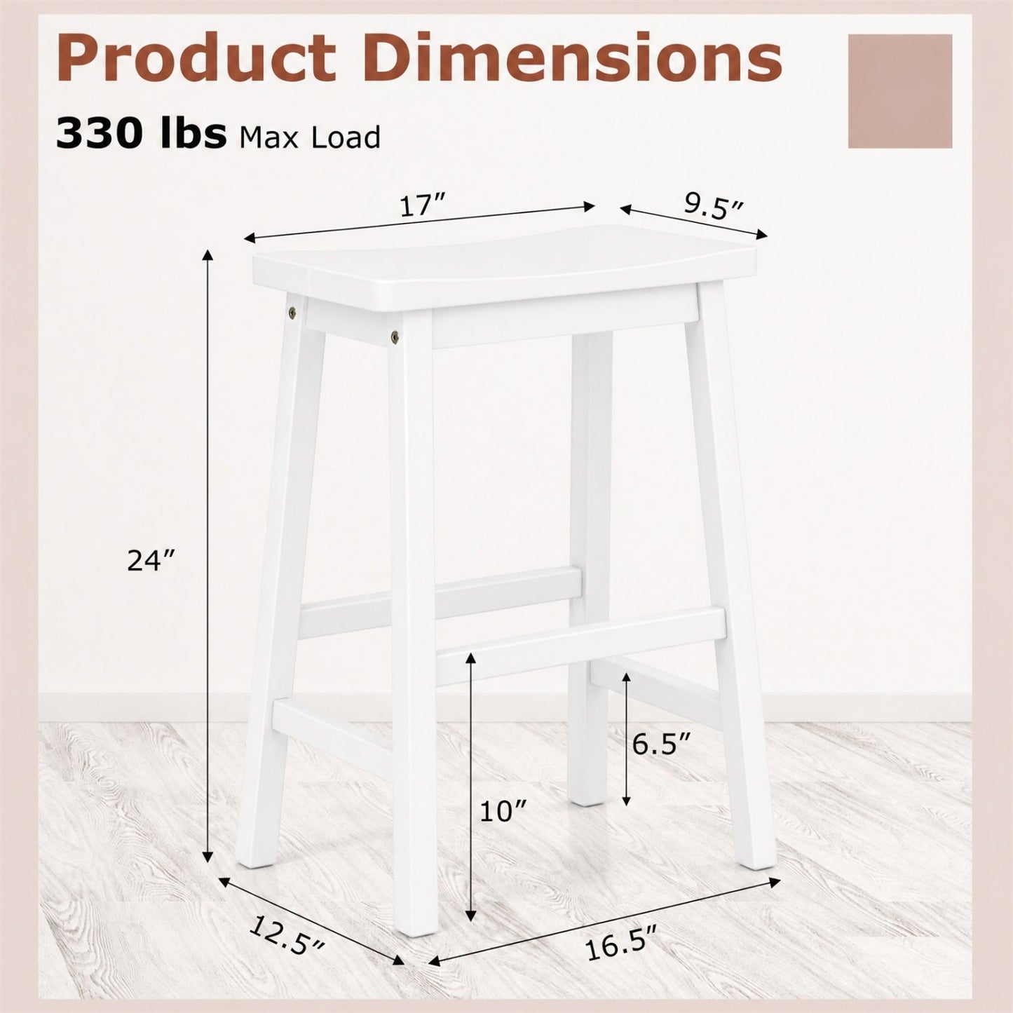 Saddle-Seat Counter Height Stools Set of 2 with Footrests