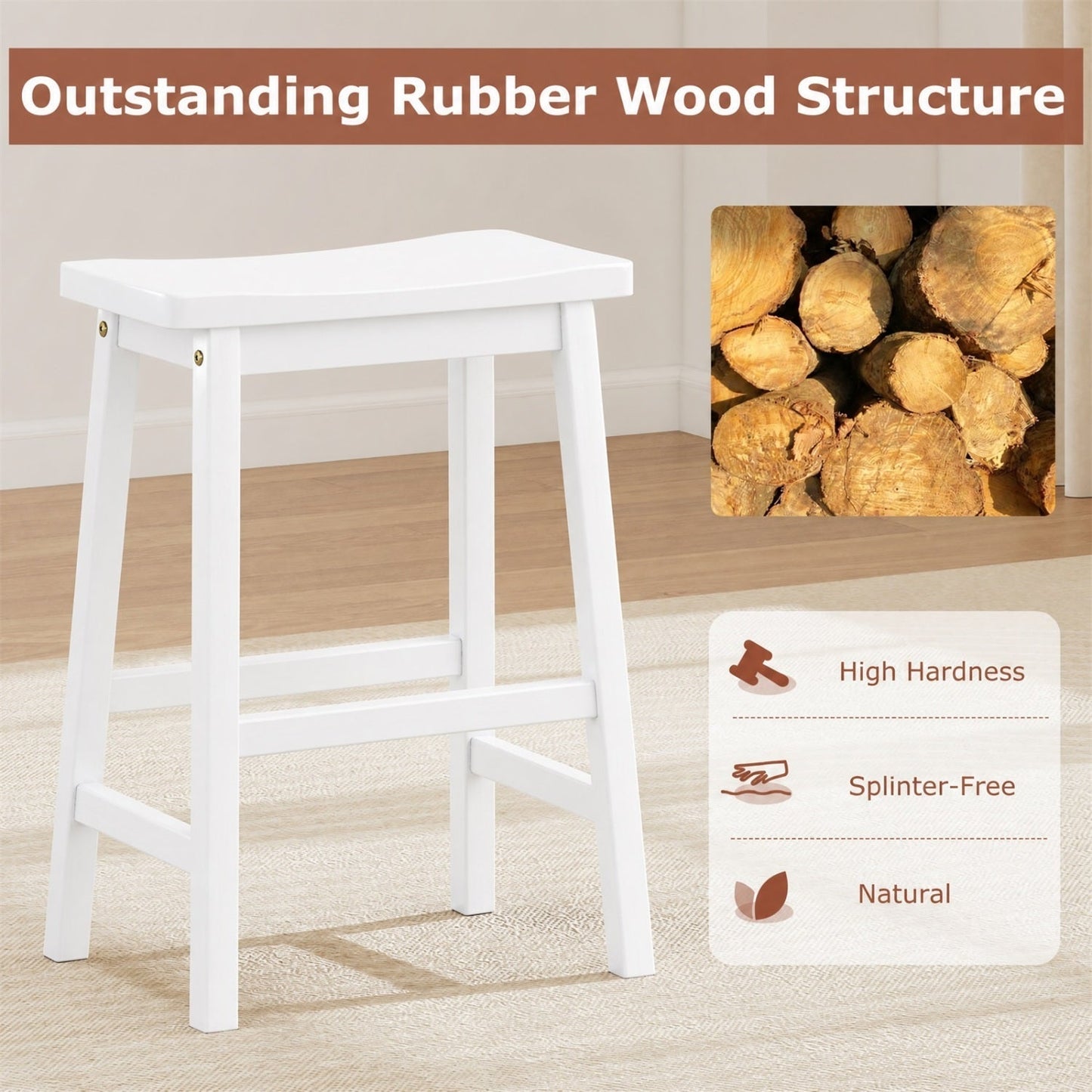 Saddle-Seat Counter Height Stools Set of 2 with Footrests