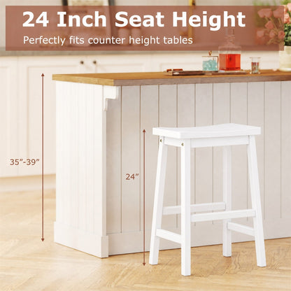 Saddle-Seat Counter Height Stools Set of 2 with Footrests