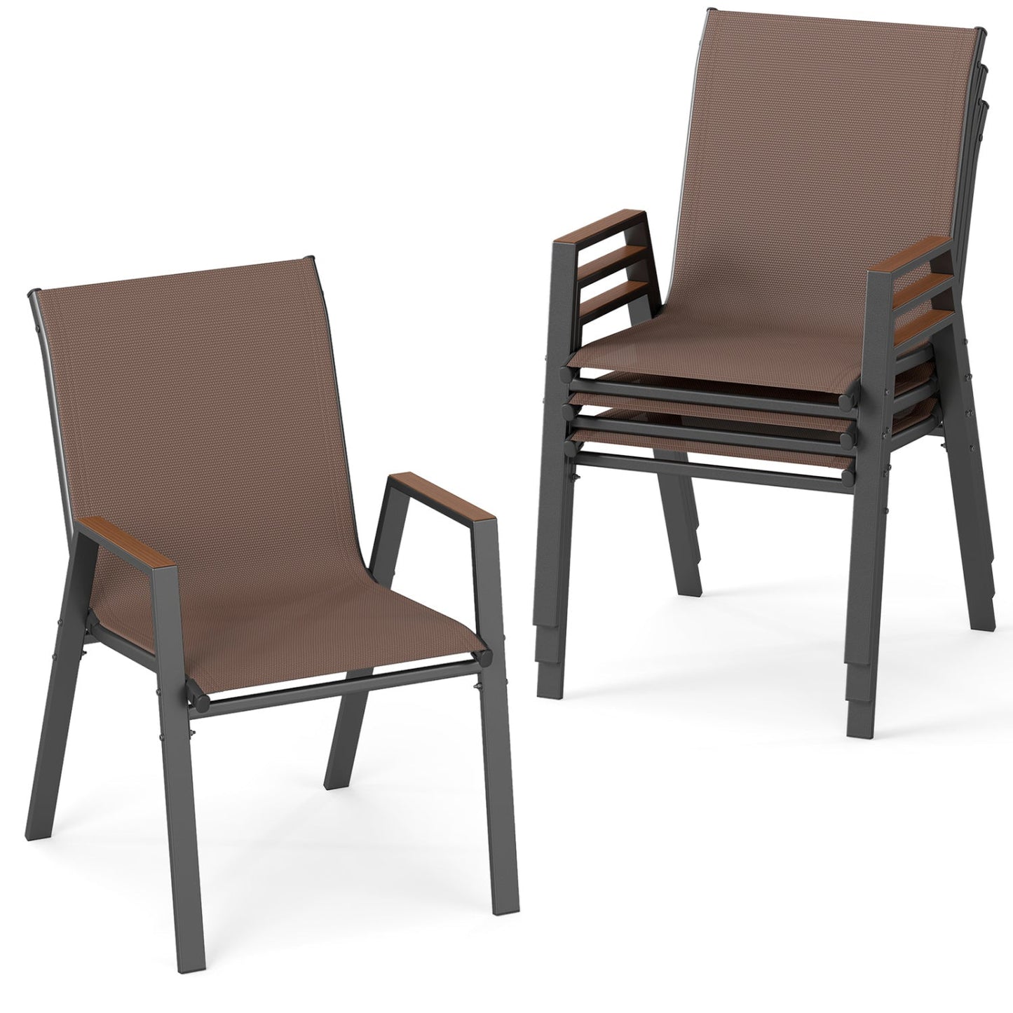 Stackable Patio Dining Chairs Set of 4 with High Backs