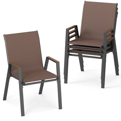 Stackable Patio Dining Chairs Set of 4 with High Backs