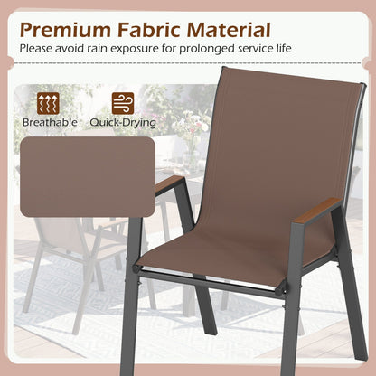 Stackable Patio Dining Chairs Set of 4 with High Backs