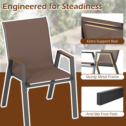 Stackable Patio Dining Chairs Set of 4 with High Backs