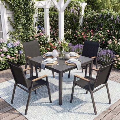 Stackable Patio Dining Chairs Set of 4 with High Backs