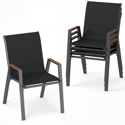 Stackable Patio Dining Chairs Set of 4 with High Backs