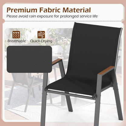 Stackable Patio Dining Chairs Set of 4 with High Backs