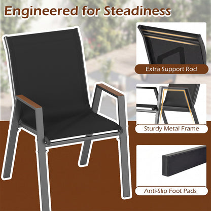 Stackable Patio Dining Chairs Set of 4 with High Backs