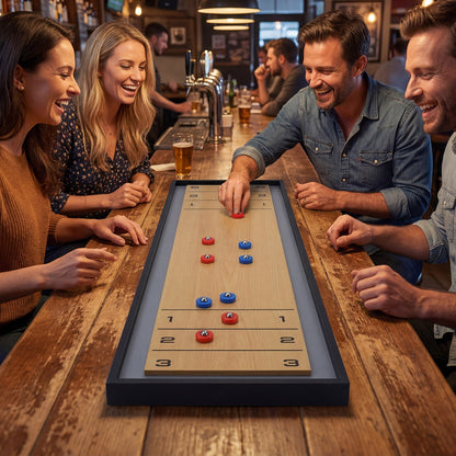Shuffleboard and Curling 2 in 1 Board Game Portable 2-Sided Tabletop Shuffle Board Game