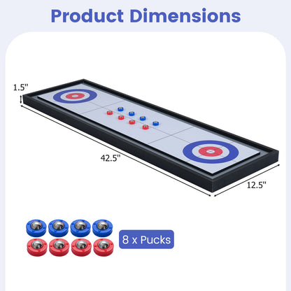 Shuffleboard and Curling 2 in 1 Board Game Portable 2-Sided Tabletop Shuffle Board Game