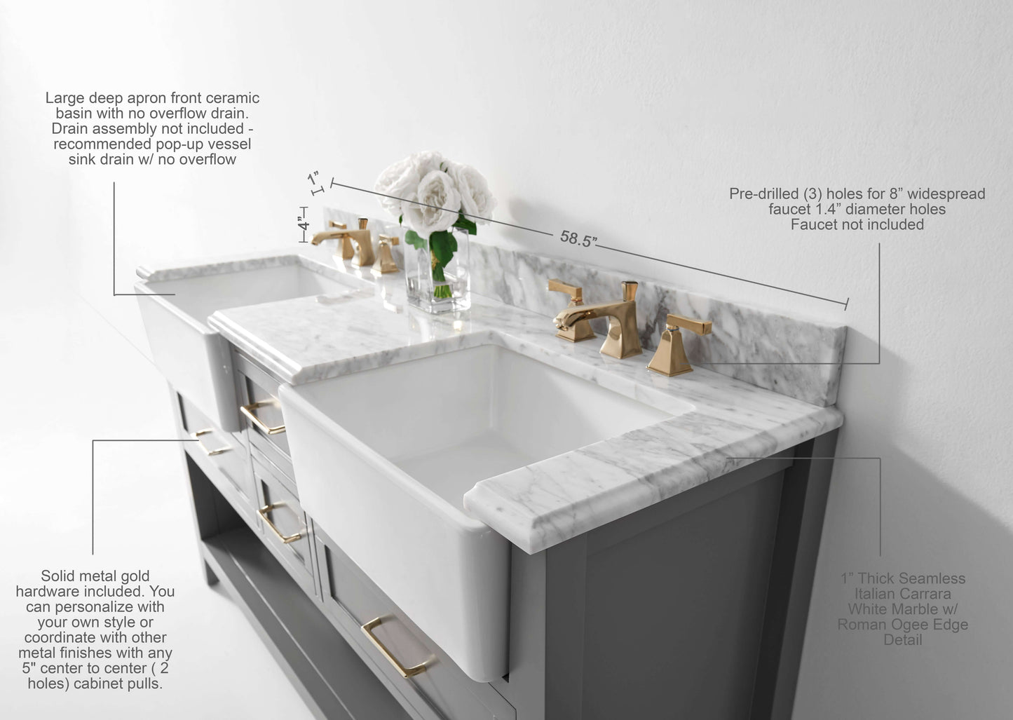 Hayley 60" Bath Vanity Set